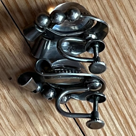 Walter Lampl Vintage Stamped Sterling Silver Moonstone Clip Earrings Excel Cond - Picture 12 of 16